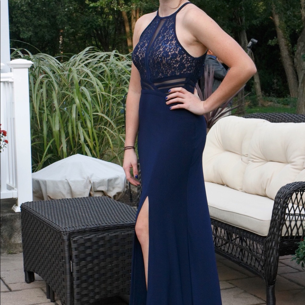 Navy A-Line Homecoming Dress